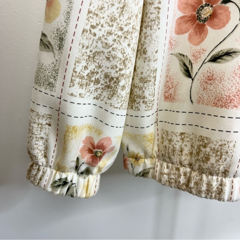 Vintage Alfred Dunner cream floral bomber jacket 16P - Picture 9 of 14